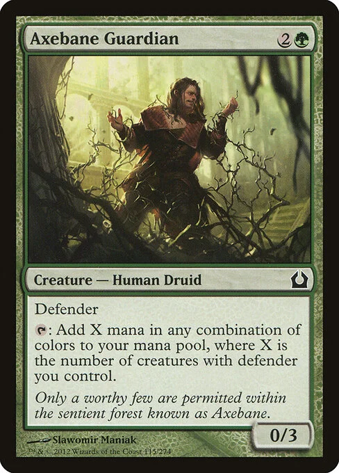 Axebane Guardian, carta Magic di tipo Creature — Human Druid illustrata da Slawomir Maniak