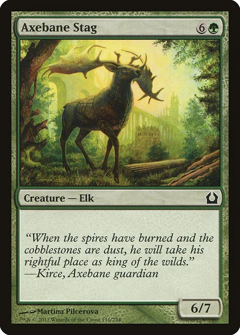 Axebane Stag, carta Magic di tipo Creature — Elk illustrata da Martina Pilcerova