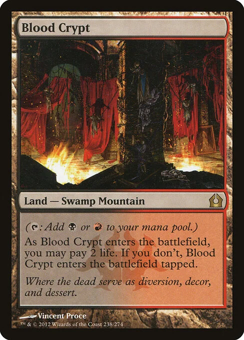Blood Crypt, carta Magic di tipo Land — Swamp Mountain illustrata da Vincent Proce