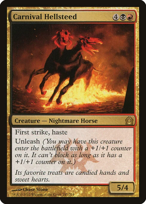 Carnival Hellsteed, carta Magic di tipo Creature — Nightmare Horse illustrata da Chase Stone