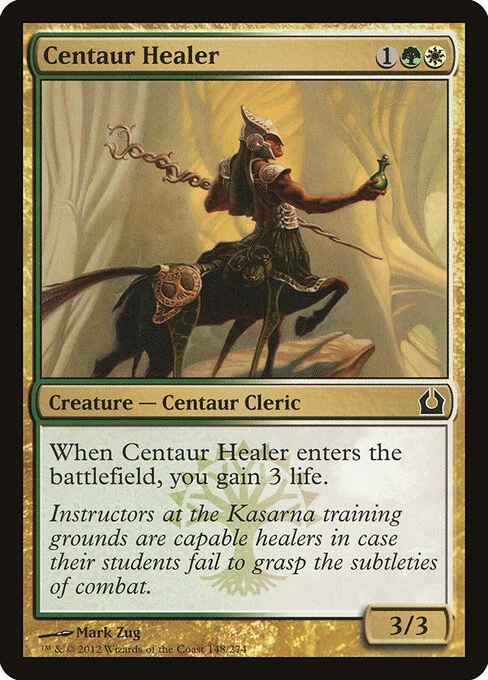 Centaur Healer, carta Magic di tipo Creature — Centaur Cleric illustrata da Mark Zug