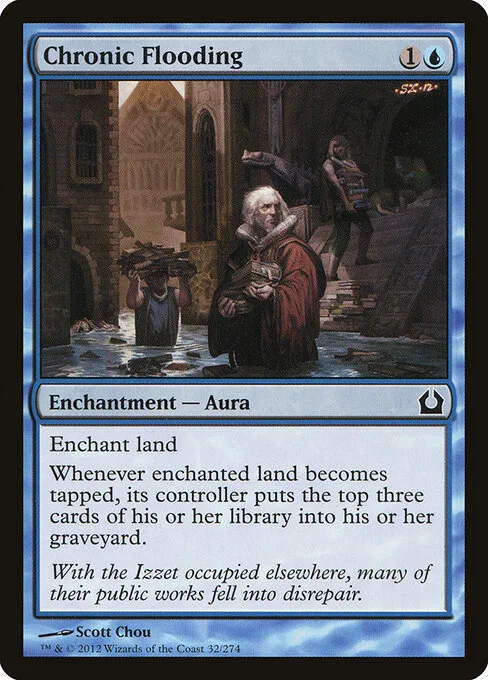 Chronic Flooding, carta Magic di tipo Enchantment — Aura illustrata da Scott Chou