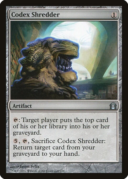 Codex Shredder, carta Magic di tipo Artifact illustrata da Jason Felix