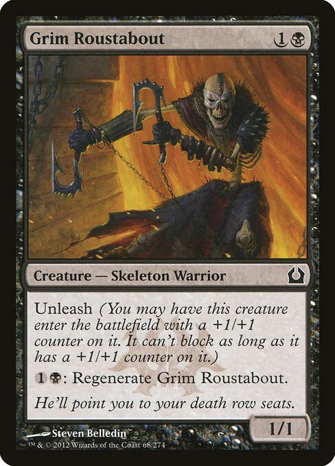 Grim Roustabout, carta Magic di tipo Creature — Skeleton Warrior illustrata da Steven Belledin