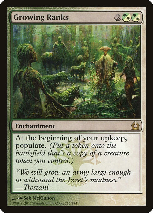 Growing Ranks, carta Magic di tipo Enchantment illustrata da Seb McKinnon