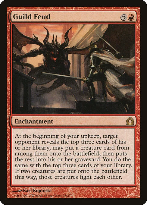 Guild Feud, carta Magic di tipo Enchantment illustrata da Karl Kopinski
