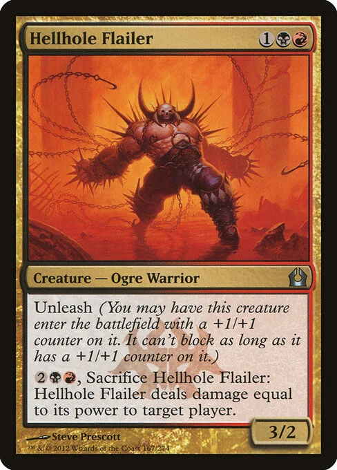 Hellhole Flailer, carta Magic di tipo Creature — Ogre Warrior illustrata da Steve Prescott