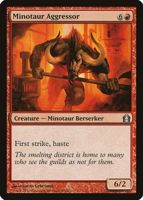 Minotaur Aggressor, carta Magic di tipo Creature — Minotaur Berserker illustrata da Lucas Graciano