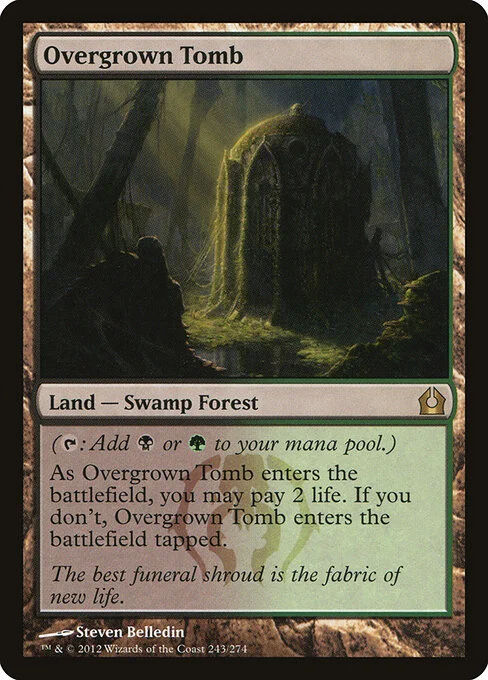 Overgrown Tomb, carta Magic di tipo Land — Swamp Forest illustrata da Steven Belledin
