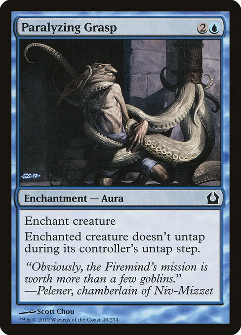 Paralyzing Grasp, carta Magic di tipo Enchantment — Aura illustrata da Scott Chou