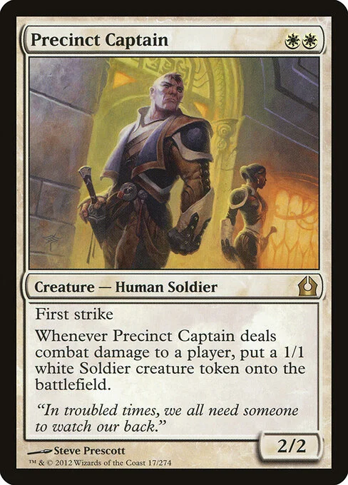 Precinct Captain, carta Magic di tipo Creature — Human Soldier illustrata da Steve Prescott
