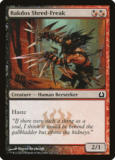 Rakdos Shred-Freak, carta Magic di tipo Creature — Human Berserker illustrata da Wayne Reynolds
