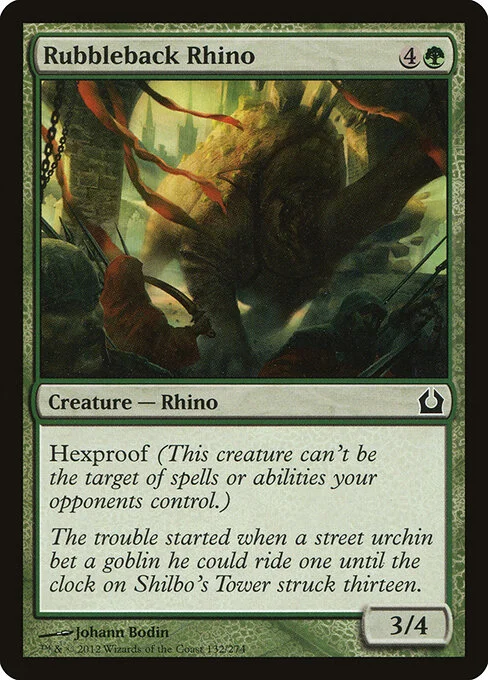 Rubbleback Rhino, carta Magic di tipo Creature — Rhino illustrata da Johann Bodin