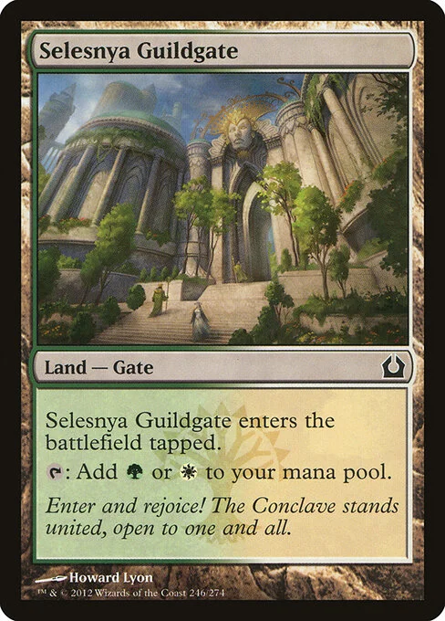 Selesnya Guildgate, carta Magic di tipo Land — Gate illustrata da Howard Lyon