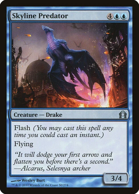 Skyline Predator, carta Magic di tipo Creature — Drake illustrata da Wesley Burt