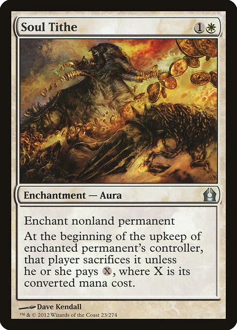 Soul Tithe, carta Magic di tipo Enchantment — Aura illustrata da Dave Kendall