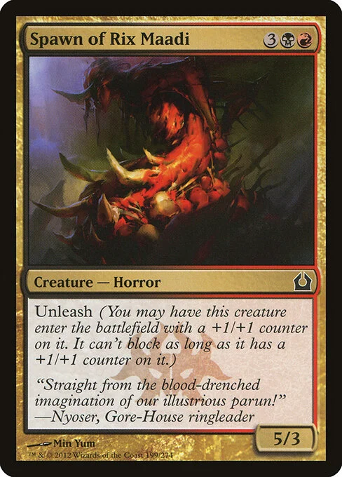 Spawn of Rix Maadi, carta Magic di tipo Creature — Horror illustrata da Min Yum