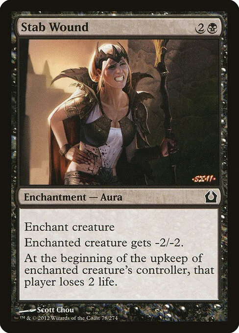 Stab Wound, carta Magic di tipo Enchantment — Aura illustrata da Scott Chou