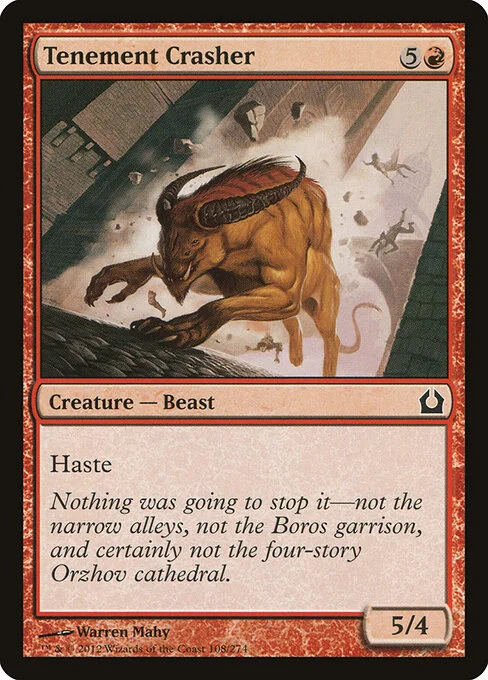 Tenement Crasher, carta Magic di tipo Creature — Beast illustrata da Warren Mahy