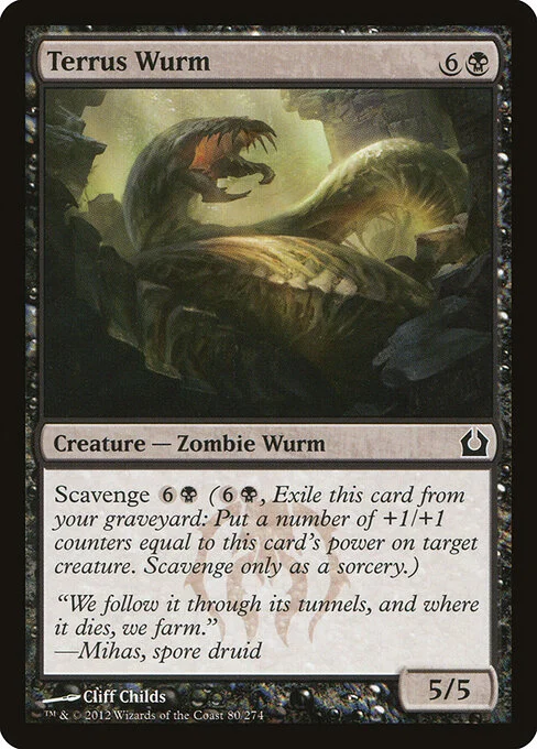 Terrus Wurm, carta Magic di tipo Creature — Zombie Wurm illustrata da Cliff Childs