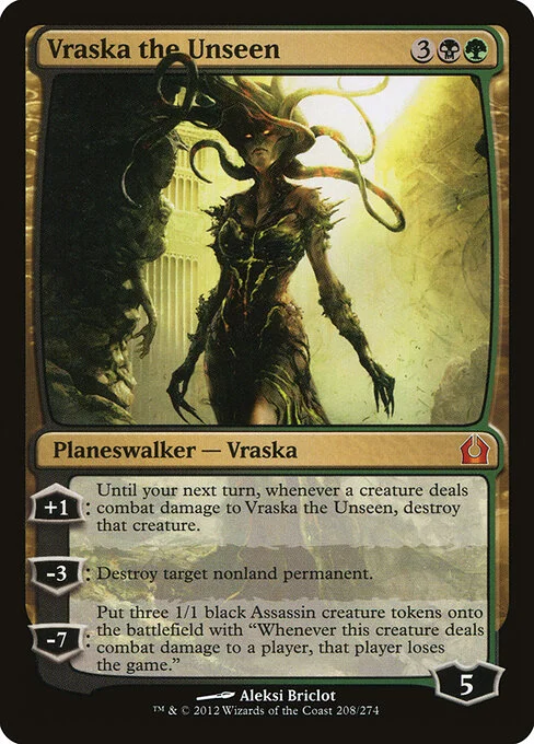 Vraska the Unseen, carta Magic di tipo Legendary Planeswalker — Vraska illustrata da Aleksi Briclot