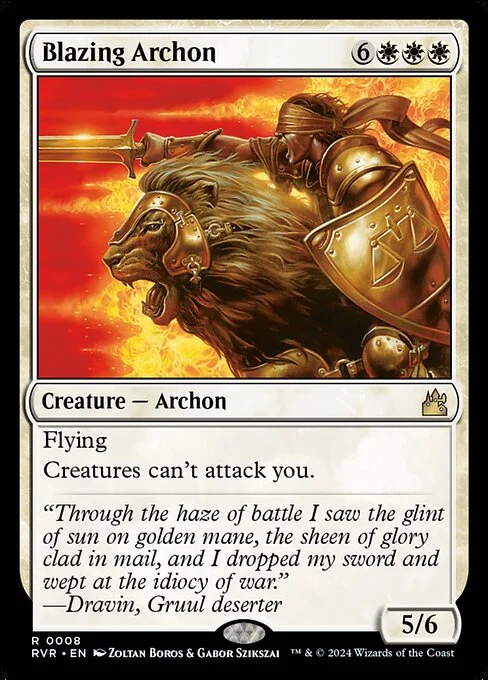 Blazing Archon, carta Magic di tipo Creature — Archon illustrata da Zoltan Boros & Gabor Szikszai