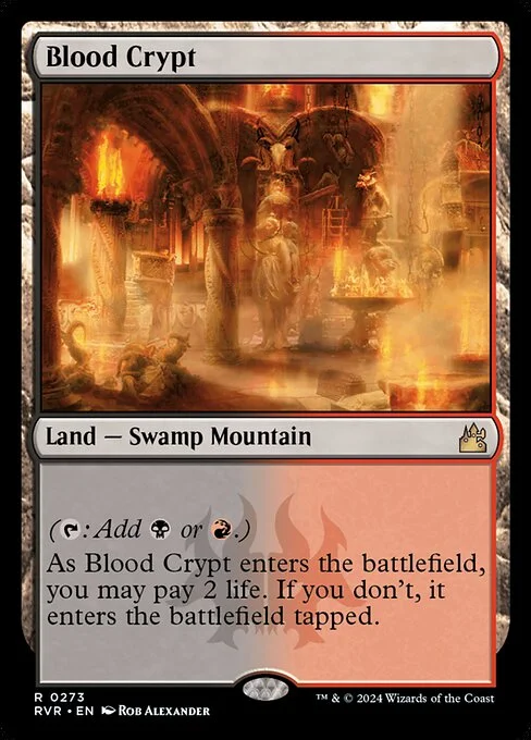 Blood Crypt, carta Magic di tipo Land — Swamp Mountain illustrata da Rob Alexander