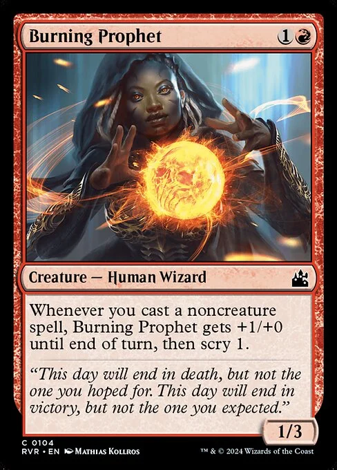 Burning Prophet, carta Magic di tipo Creature — Human Wizard illustrata da Mathias Kollros