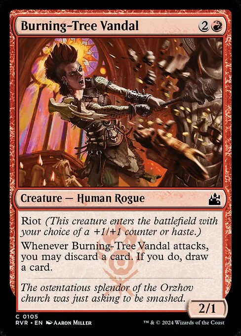 Burning-Tree Vandal, carta Magic di tipo Creature — Human Rogue illustrata da Aaron Miller