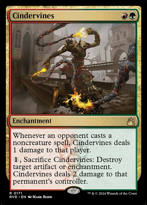 Cindervines, carta Magic di tipo Enchantment illustrata da Mark Behm