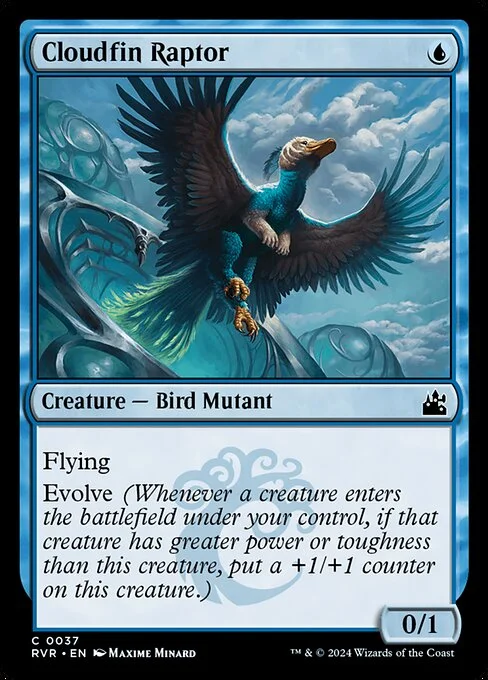 Cloudfin Raptor, carta Magic di tipo Creature — Bird Mutant illustrata da Maxime Minard