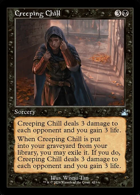 Creeping Chill, carta Magic di tipo Sorcery illustrata da Wisnu Tan