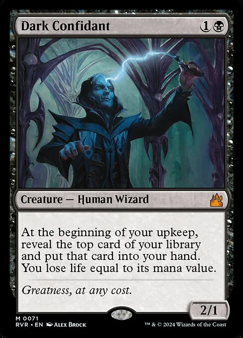 Dark Confidant, carta Magic di tipo Creature — Human Wizard illustrata da Alex Brock