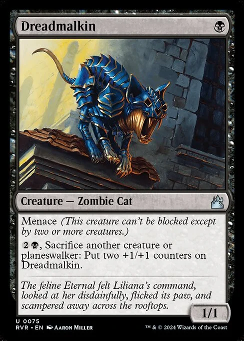 Dreadmalkin, carta Magic di tipo Creature — Zombie Cat illustrata da Aaron Miller