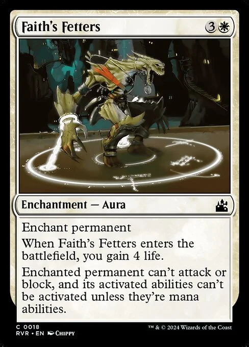 Faith's Fetters, carta Magic di tipo Enchantment — Aura illustrata da Chippy