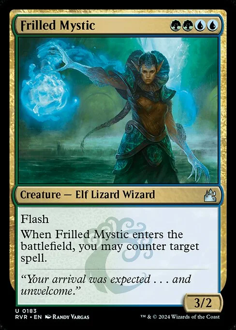 Frilled Mystic, carta Magic di tipo Creature — Elf Lizard Wizard illustrata da Randy Vargas