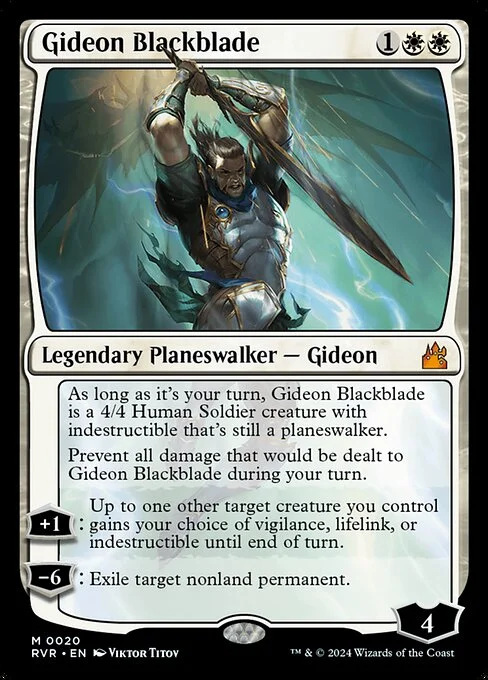 Gideon Blackblade, carta Magic di tipo Legendary Planeswalker — Gideon illustrata da Viktor Titov