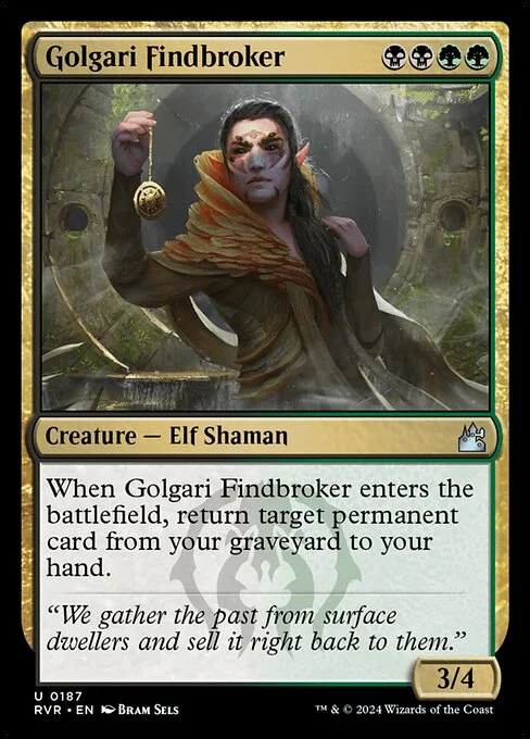 Golgari Findbroker, carta Magic di tipo Creature — Elf Shaman illustrata da Bram Sels