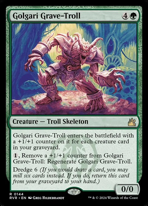 Golgari Grave-Troll, carta Magic di tipo Creature — Troll Skeleton illustrata da Greg Hildebrandt