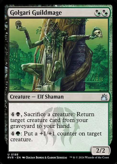 Golgari Guildmage, carta Magic di tipo Creature — Elf Shaman illustrata da Zoltan Boros & Gabor Szikszai