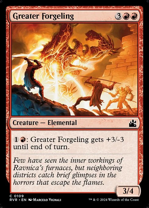 Greater Forgeling, carta Magic di tipo Creature — Elemental illustrata da Marcelo Vignali