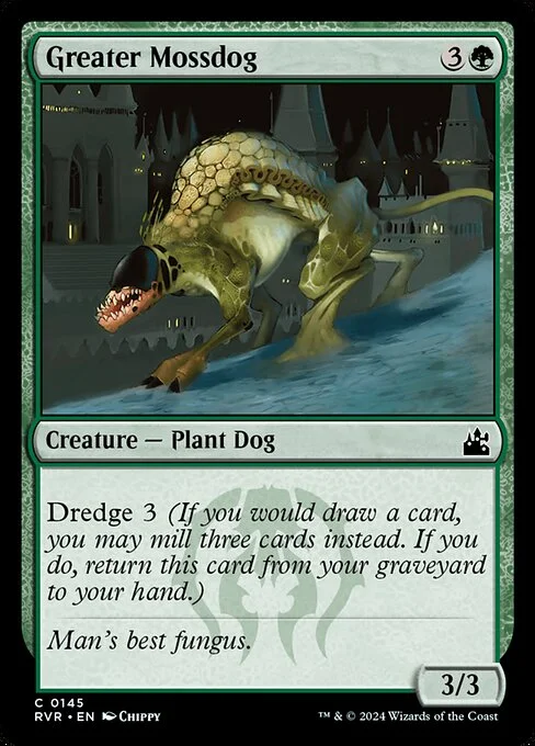 Greater Mossdog, carta Magic di tipo Creature — Plant Dog illustrata da Chippy