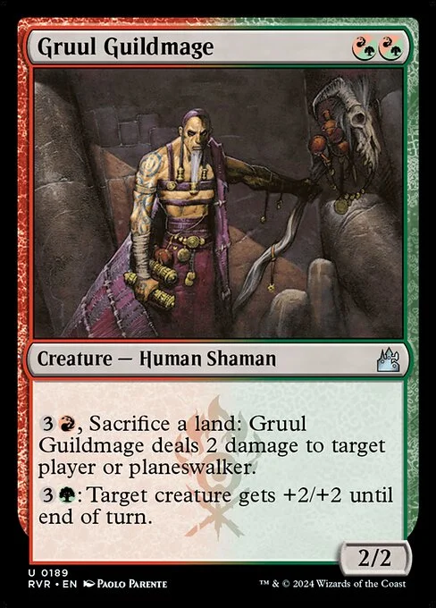Gruul Guildmage, carta Magic di tipo Creature — Human Shaman illustrata da Paolo Parente