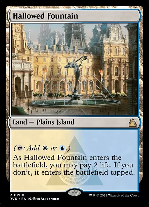Hallowed Fountain, carta Magic di tipo Land — Plains Island illustrata da Rob Alexander