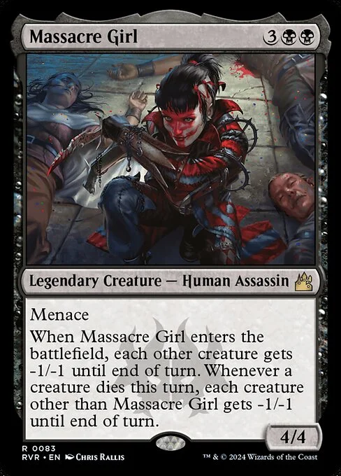 Massacre Girl, carta Magic di tipo Legendary Creature — Human Assassin illustrata da Chris Rallis