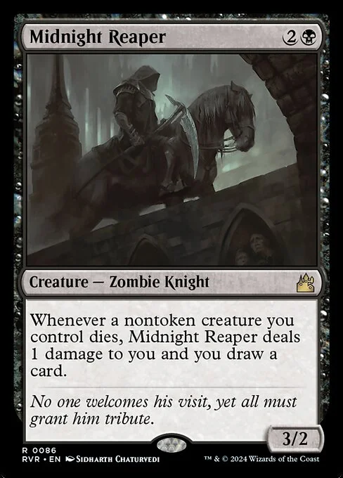 Midnight Reaper, carta Magic di tipo Creature — Zombie Knight illustrata da Sidharth Chaturvedi
