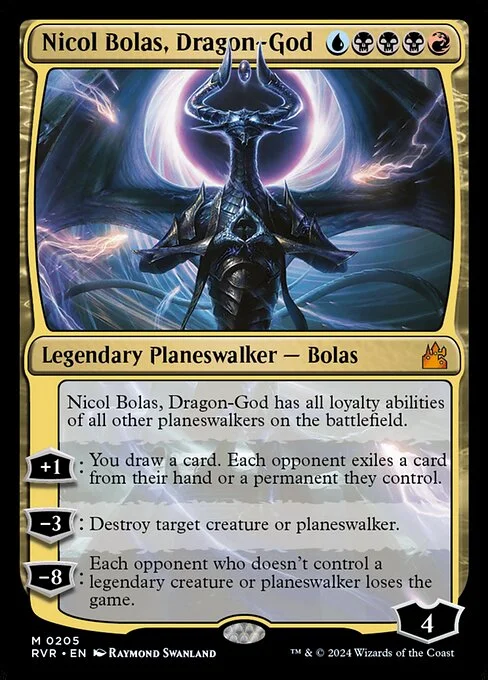 Nicol Bolas, Dragon-God, carta Magic di tipo Legendary Planeswalker — Bolas illustrata da Raymond Swanland