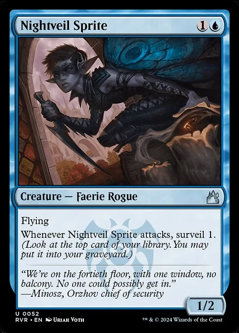 Nightveil Sprite, carta Magic di tipo Creature — Faerie Rogue illustrata da Uriah Voth