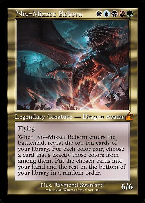 Niv-Mizzet Reborn, carta Magic di tipo Legendary Creature — Dragon Avatar illustrata da Raymond Swanland