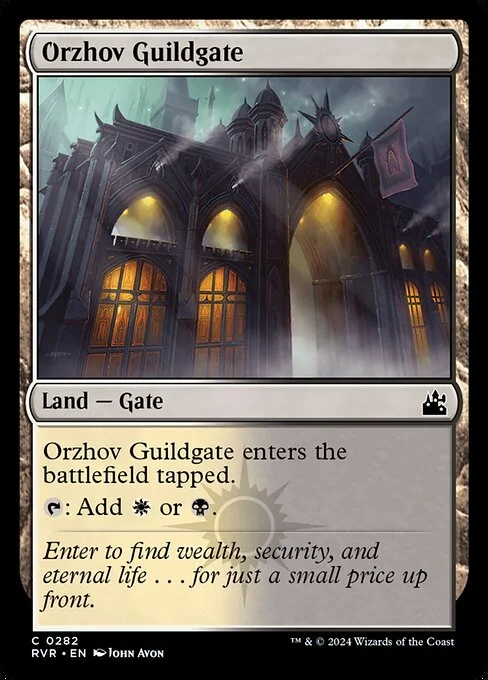 Orzhov Guildgate, carta Magic di tipo Land — Gate illustrata da John Avon